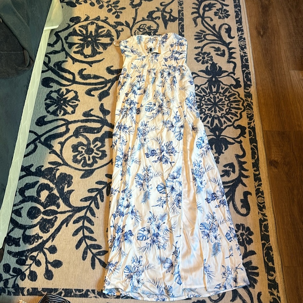 Hello Molly White and Blue Floral Dress
